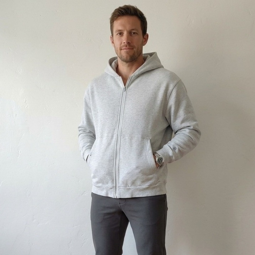 Lululemon Hoodie Mens Medium Grey Full Zip Hooded Athleisure Sporty Gym GLAWED